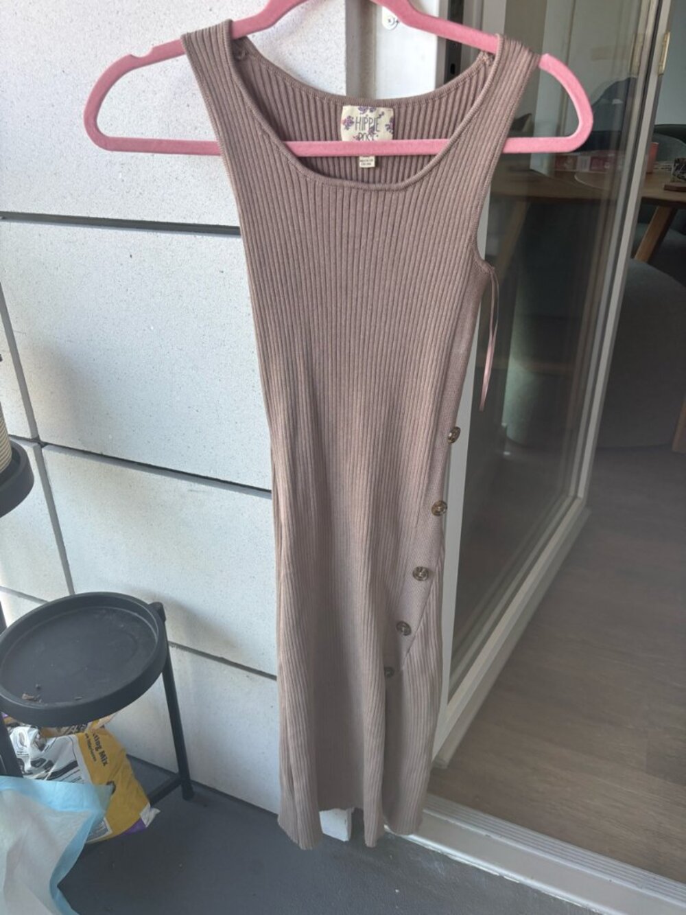 Marshalls /Hippie Love Ribbed Bodycon Midi Tank Dress with Slit at Bottom